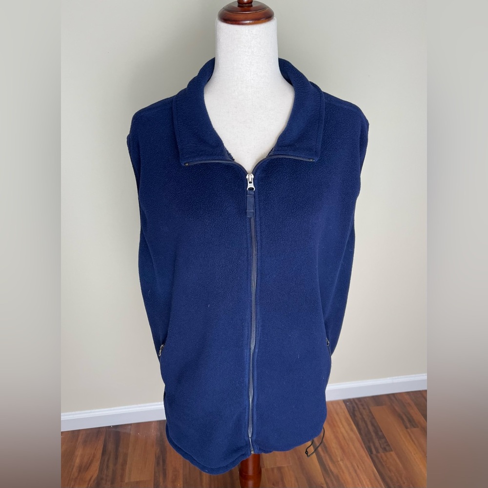 Lands’ End Men’s XXL Full Zip Fleece Vest – Navy